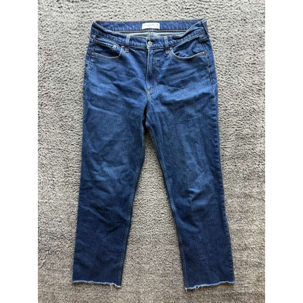 Abercrombie & Fitch The Baggy Low Rise Denim Jeans Dark Wash Blue Womens Size 29